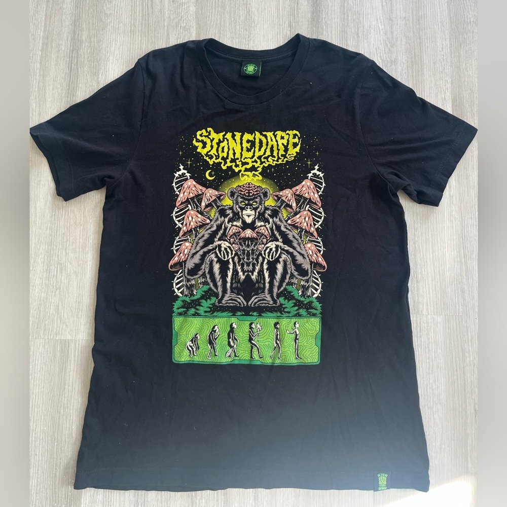 Stoned Ape Graphic T-shirt. Black, Size L